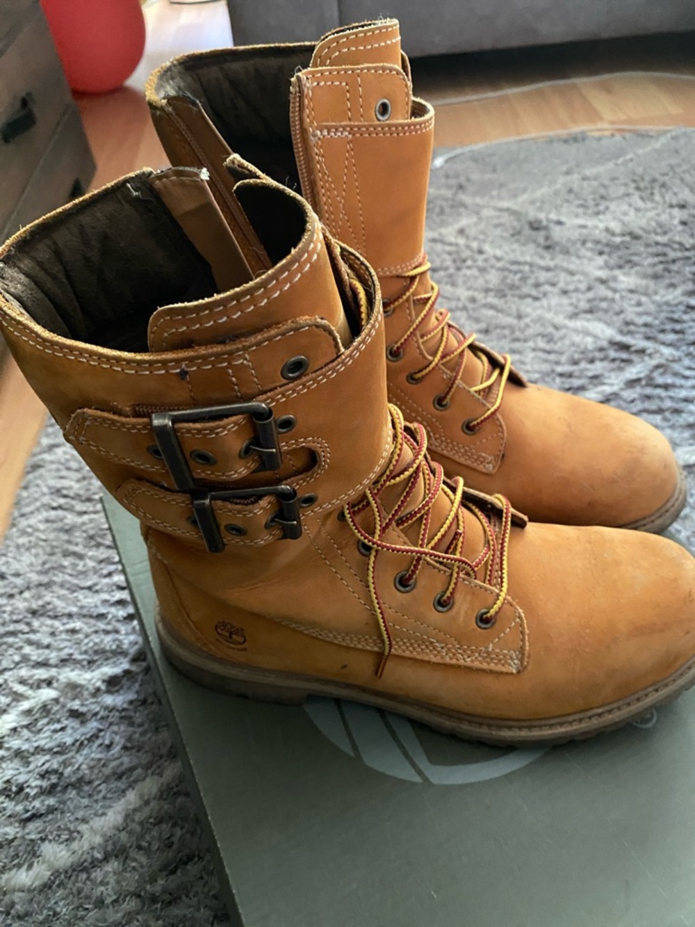 Timberland Wheat Leather Buckle Lace-Up Women's Boots